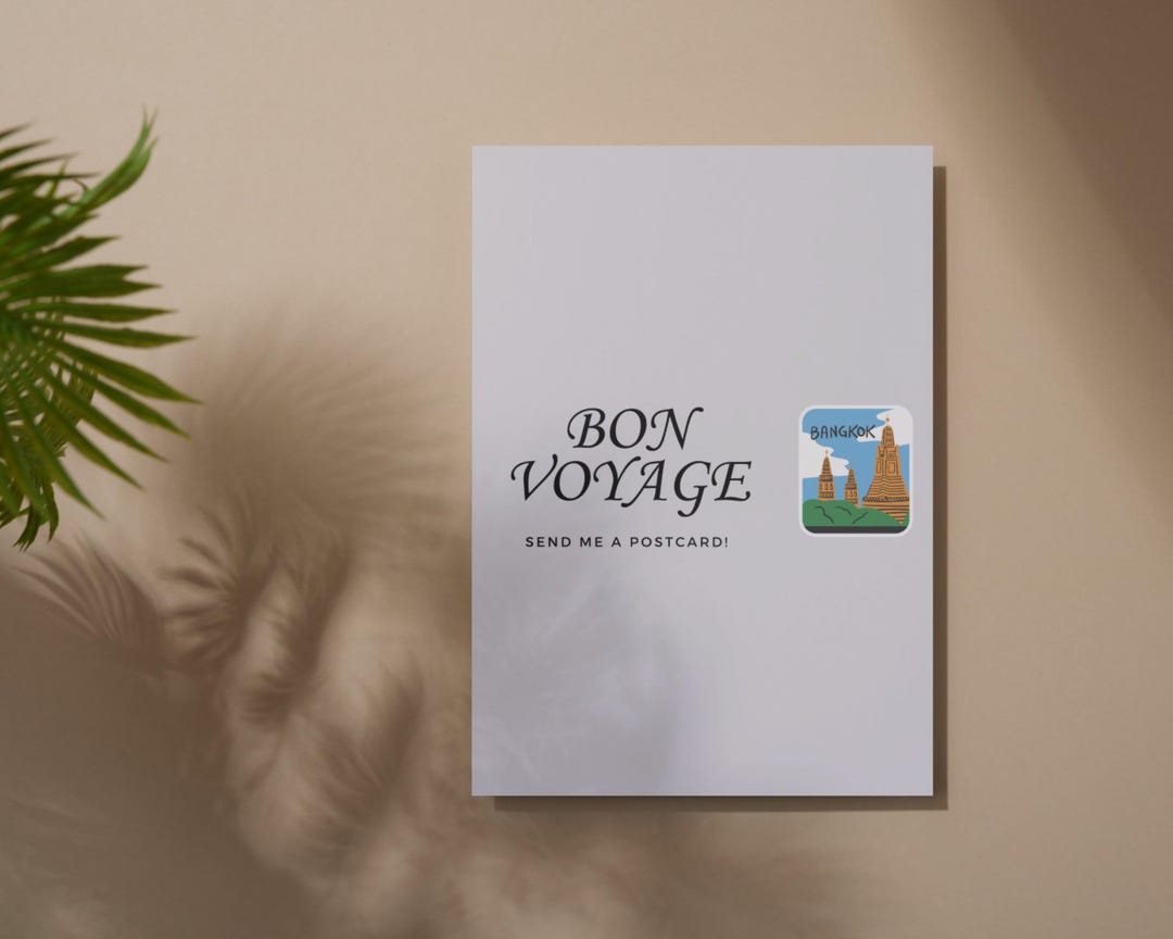 Bon Voyage Send Me A Postcard! Greeting Card, Postcard Theme, Digital ...