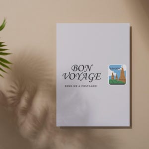Bon Voyage, envie-me um cartão postal! Cartão de felicitações, tema de cartão postal, download digital, cartão para impressão para amantes de viagens