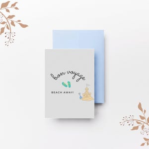Jolie carte de voeux de voyage drôle, carte Bon Voyage Beach Away, téléchargement numérique immédiat
