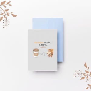 Cartolina d'auguri di viaggio simpatico orso, download istantaneo digitale, carta stampabile, amanti dei viaggi Bon Voyage, amanti del caffè Bon Voyage, carta divertente