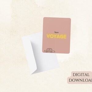 Bon Voyage Greeting Card, Simple Taxi Card, Digital Instant Download, Printable Card for Travel Lover