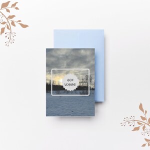 Carte de voeux de voyage simple Snowy Bon Voyage, téléchargement numérique instantané, carte imprimable