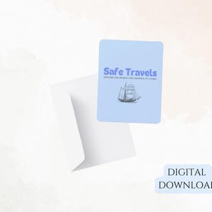 Bon Voyage Explore the World, One Journey at a Time! Sailing Ship Greeting Card, Instant Digital Download, Printable Card for Travel Lover