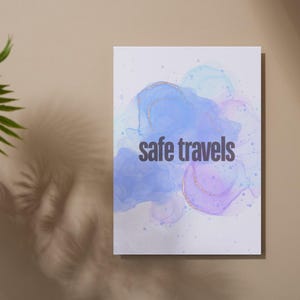 Carte de voeux de voyage, téléchargement numérique instantané, carte imprimable pour les amateurs de voyages, carte de voeux de voyage en toute sécurité.