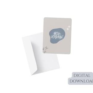 Biglietto di auguri Bon Voyage, elegante biglietto scintillante e delicato, biglietto stampabile per gli amanti dei viaggi