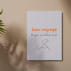 Bon Voyage Greeting Card, Volcano Wanderlust Card, Digital Instant Download, Printable Card for Travel Lover