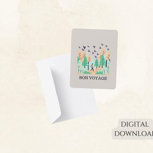 Bon Voyage solo-reiziger-wenskaart, instant digitale download, afdrukbare kaart voor natuurreisliefhebber