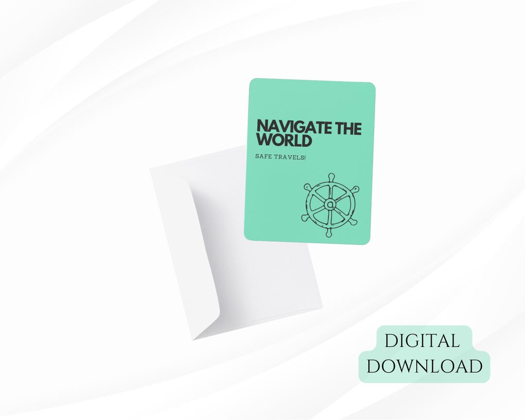 Navigate the World Safe Travels Greeting Card, Nautical Steering Wheel ...