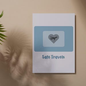 Carte de voeux Bon voyage, thème coeur d'avion, téléchargement numérique, carte imprimable pour les amateurs de voyages