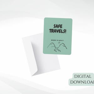 Viagens Seguras! Para Onde Próximo? Cartão de Saudação, Download Instantâneo Digital, Cartão Imprimível para Amantes de Viagens