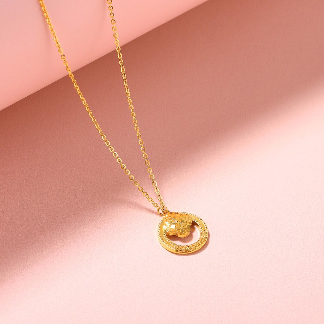 24K Gold Four-leaf Clover Pendant Necklace, Minimalist Lucky Charm - Etsy