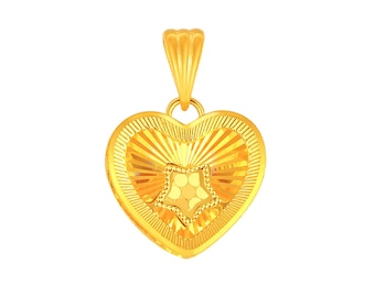 24K Solid Gold Love Heart Pendant, Pure Gold Necklace Set,Baby Gift