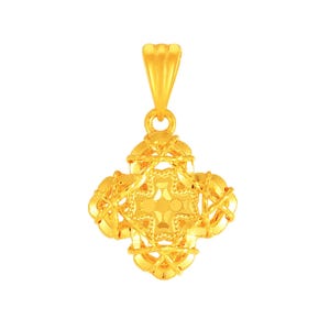 Dainty 24K Pure Gold Openwork Flower Pendant, MInimalist Design