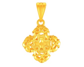 Delicato ciondolo a forma di fiore traforato in oro puro 24K, design minimalista