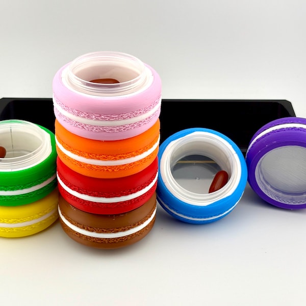 Macaron Pill Box: Rainbow Weekly Vitamin Organizer with Tray