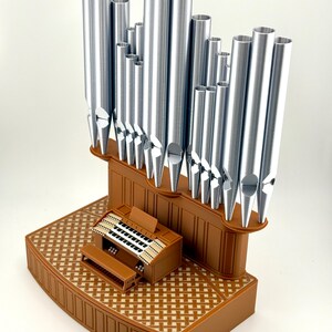 Pojemnik na długopisy inspirowany prawdziwymi francuskimi organami piszczałkowymi z sekretnym schowkiem | Organizer na biurko | Prezent dla organisty, muzyka i miłośnika muzyki zdjęcie 4