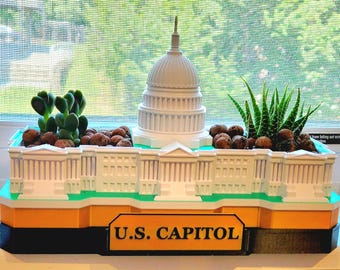 US Capitol Building Planter Pot: 3D Printed Succulent & Herb Container