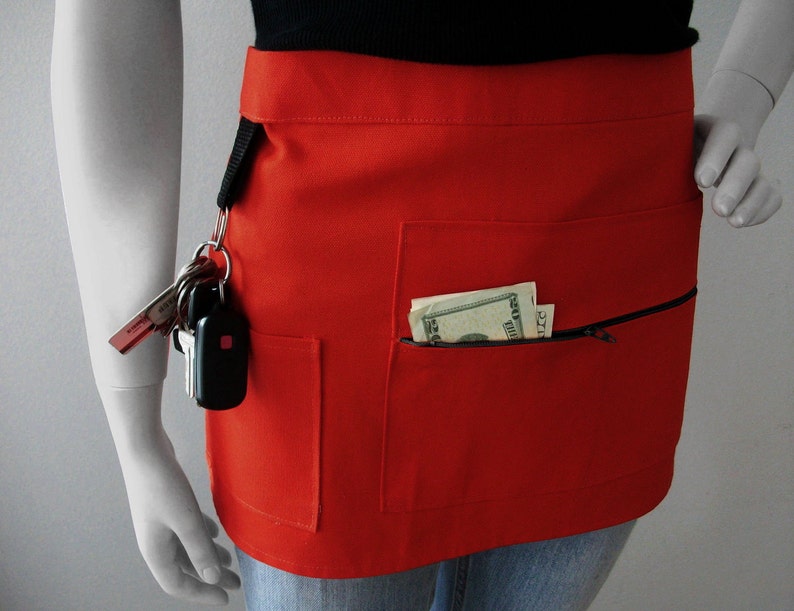 RED Vendor Apron Unisex Canvas Waitress Apron Hostess Etsy