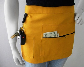 YELLOW Vendor Apron - Unisex -  Canvas Waitress Apron - Hostess Apron - Craft Apron