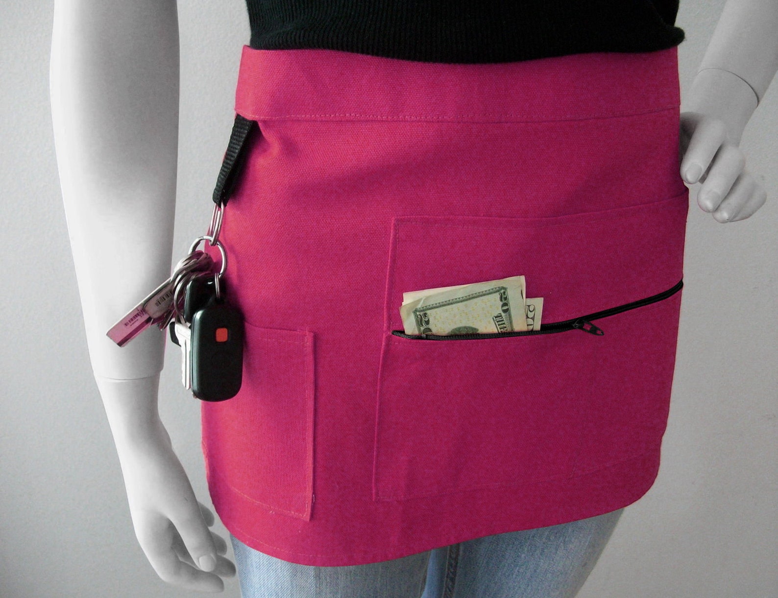 PINK Unisex Apron Vendor Apron Craft Show Apron Canvas Waitress Apron