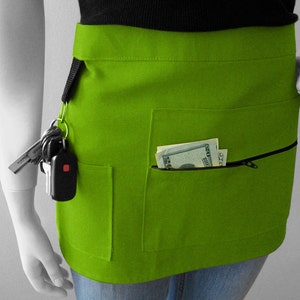 Green Vendor Apron - Unisex -  Canvas Waitress Apron - Green Craft Apron - Craft Apron