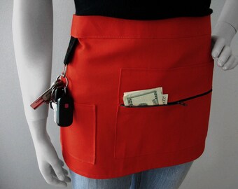 Waitress Apron - RED - Craft Show Apron - Vendor Apron -  Half Apron - Hostess Apron