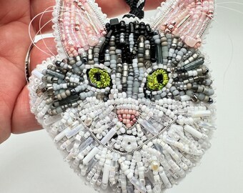 Custom made: YOUR cat’s portrait memorialized in a holiday ornament or brooch/pin or pendant