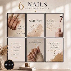 Nail Salon Decor , Nail Salon Wall Art , Nail Tech Decor , Beauty Salon Decor , Nail Prints Set of 6 , Printable Wall Art