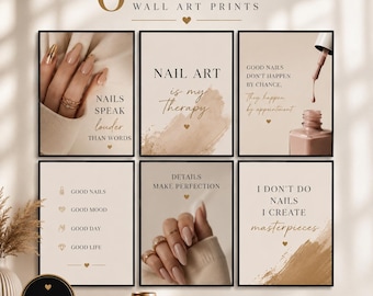 Nail Salon Decor , Nail Salon Wall Art , Nail Tech Decor , Beauty Salon Decor , Nail Prints Set of 6 , Printable Wall Art
