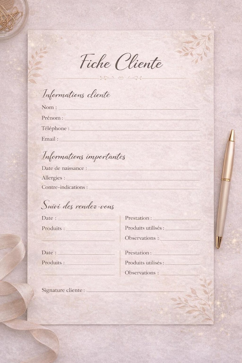Printable A4 Beauty Salon Client Form – Beauty Salon Client Follow-up ...
