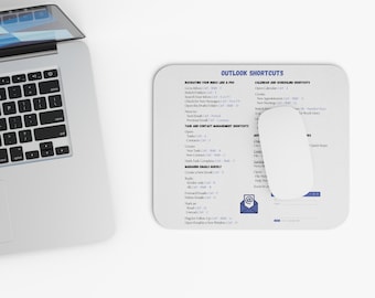 Rectangle Mouse Pad, Outlook Shortcuts Mousepad, Office Desk Accessories, Computer Accessories, Work from Home Gifts, Tech Lover Gift