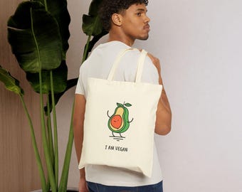 Vegan Tragetasche Avocado Beutel Geschenk für Studenten Alltag Schule Lunchbag Teenager Gemüse Handtasche Vegetarier Tier Rechte Arbeitstasche