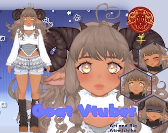 Live2D Premade Fully rigged Vtuber model - Ready To Use - Cute Goat/Sheep Girl Twitch and Youtube ready