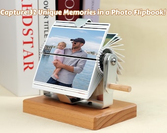 Personalized Photo Flipbook with Wood Base – Anniversary Gift