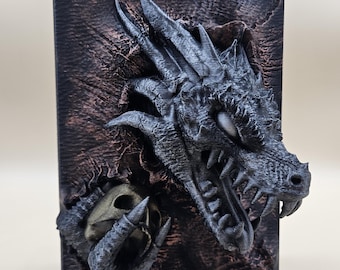 Dragon Book Hidden Stash Box: Metallic Finish, D&D Dice Storage (3D Printed)