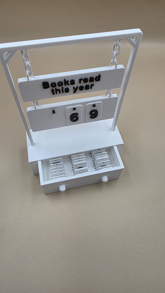 Boeken lezen dit jaar teller, 3D bedrukt met cijferkaarten - hoeveel