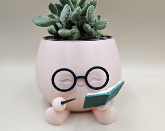 Wizard Planter Pot – with Wand, Spellbook & Iconic Glasses 3d printed planter