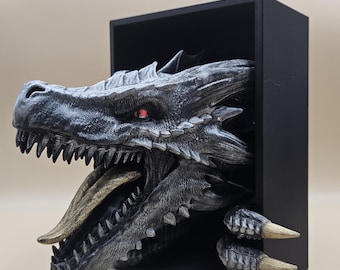 Dragon Book Nook Hand Painted Fantasy Bookshelf Decor