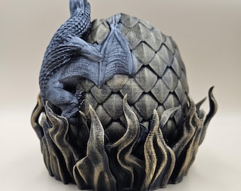 Hand-Painted 3D Printed Dragon Egg Planter: Fantasy Decor
