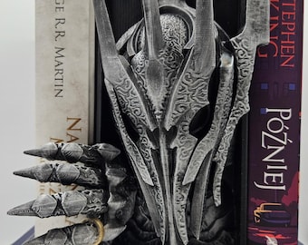 Hand-Painted Dark Lord Book Nook: Fantasy Bookshelf Insert