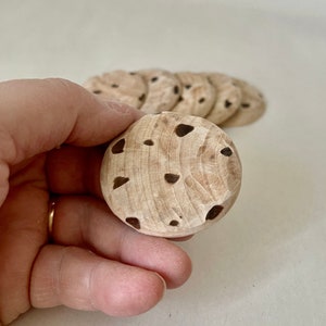 Hand made all natural wood Chocolate Chip Cookies wooden play food image 2