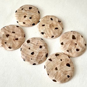 Hand made all natural wood Chocolate Chip Cookies wooden play food image 1
