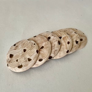 Hand made all natural wood Chocolate Chip Cookies wooden play food image 3
