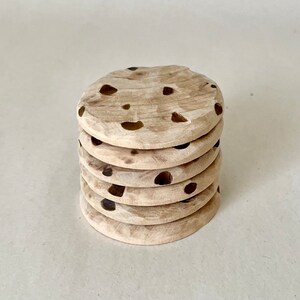 Hand made all natural wood Chocolate Chip Cookies wooden play food image 4