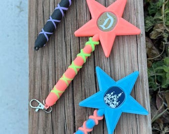 2 Color Magic Hugger Wand, Personalize, Star Wand, Princess wand, PLA, Magicband+ holder, puck holder, magicband+ skin