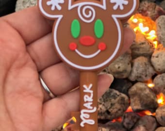 Personalized Gingerbread Key, PLA, Magicband+ holder, Brown, puck holder, magicband+ skin, Christmas cookie, Magic Hugger