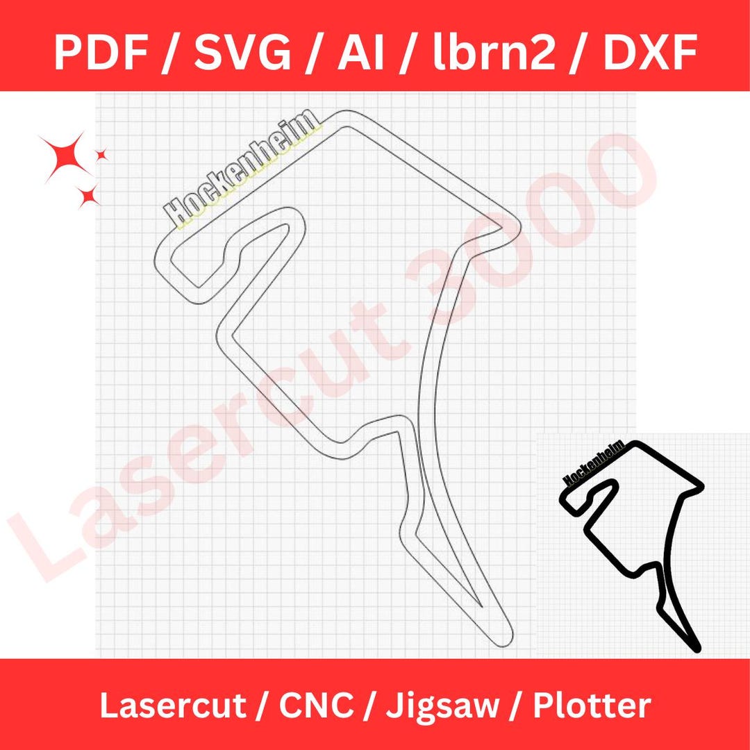 Hockenheim Race Track SVG Ai DXF Lbrn2 PDF Templates for Laser Cutter ...