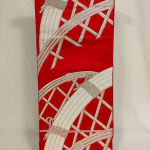 Vintage Japanese Obi,Traditional Kimono Belt,Antique Kimono Accessory,Vintage Obi Belt,Obi Sash,Silk Obi,Silver Obi,Red Obi,bamboo motif