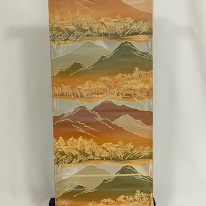 Vintage Japanese Obi,Traditional Kimono Belt,Antique Kimono Accessory,Vintage Obi Belt,Obi Sash,Silk Obi,Fukuro Obi,Gold Obi,Mountain Obi