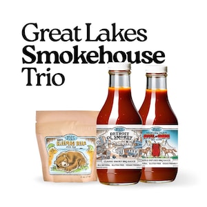 Blue Kuna Great Lakes Smokehouse BBQ Trio - 2 x 16 oz bottles, 1 x 6 oz pouch